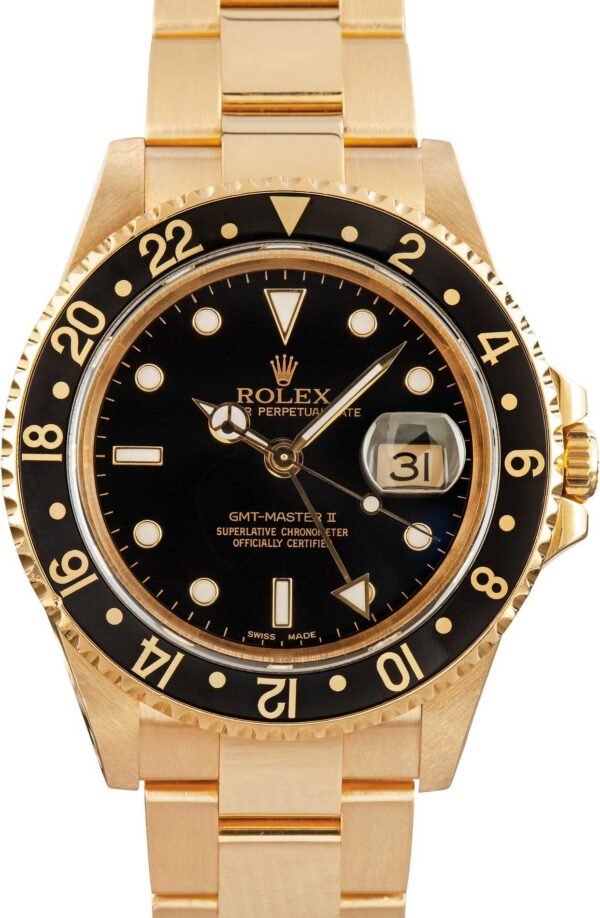 Used Rolex GMT-Master II Ref 16718 18k Yellow Gold - Image 3